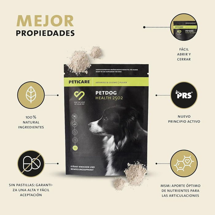 Peticare Pó para as articulações e artrose de cães | com MSM, colagénio | fortalece os ossos | alimento complementar natural - PetDoctors - Loja Online