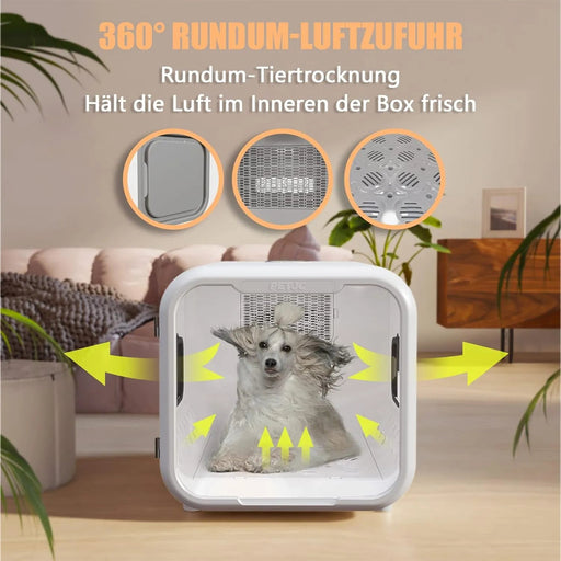 PETJC Secador Automático Para Gatos e Cães Pequenos, Secagem a 360°, 71 Litros de Capacidade, Controle Inteligente de Temperatura - PetDoctors - Loja Online