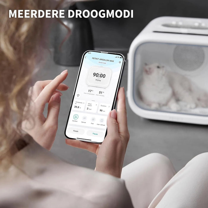 PETKIT AIRSALON MAX Secador Automático para Gatos e Cães Pequenos, 3 Zonas de Ventilação, APP Controle de Temperatura, 60 Litros - PetDoctors - Loja Online