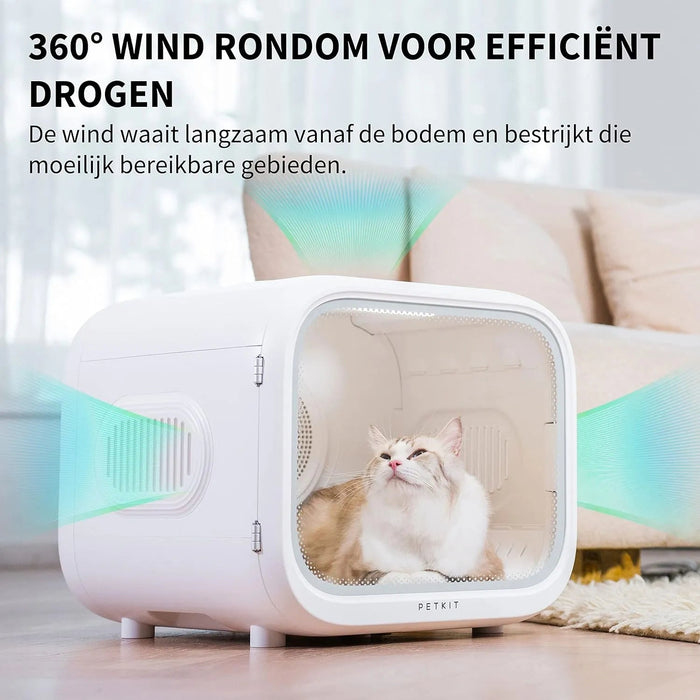 PETKIT AIRSALON MAX Secador Automático para Gatos e Cães Pequenos, 3 Zonas de Ventilação, APP Controle de Temperatura, 60 Litros - PetDoctors - Loja Online