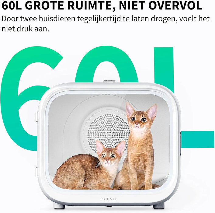 PETKIT AIRSALON MAX Secador Automático para Gatos e Cães Pequenos, 3 Zonas de Ventilação, APP Controle de Temperatura, 60 Litros - PetDoctors - Loja Online