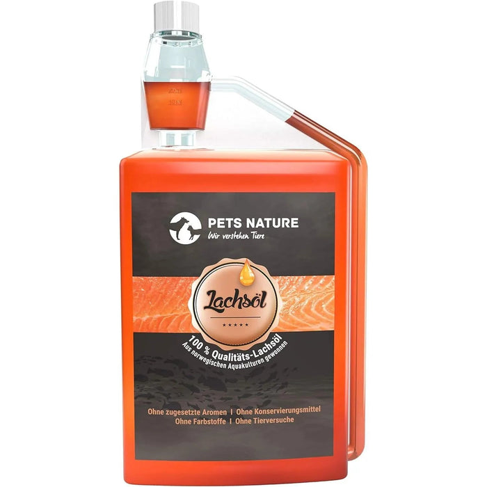Pets Nature Óleo de salmão para cães e gatos - 250 ml de óleo de peixe Puro PREMIUM com ómega 3 e 6 para o seu cão ou gato - PetDoctors - Loja Online