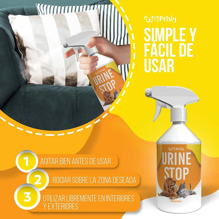 Petsly Spray anti - urina para cães e gatos - Orgânico - 500 ml - dupla ação: Repele Urina e elimina maus odores - PetDoctors - Loja Online
