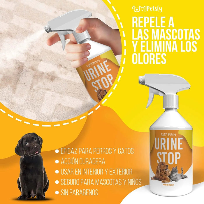 Petsly Spray anti - urina para cães e gatos - Orgânico - 500 ml - dupla ação: Repele Urina e elimina maus odores - PetDoctors - Loja Online