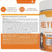 PETSUPLUS Pele e Pelo - Suplemento Alimentar com Óleo de Salmão para Cães e Ômega 3 para Cães - Comichão, Pele Seca, Irritação, Queda de Pelo e Irritabilidade - PetDoctors - Loja Online