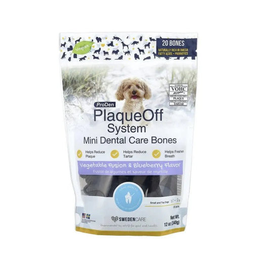 Plaque - off Mini bones Mirtilo 320g - Biscoitos dentários para cão pequeno baixos em calorias - PetDoctors - Loja Online