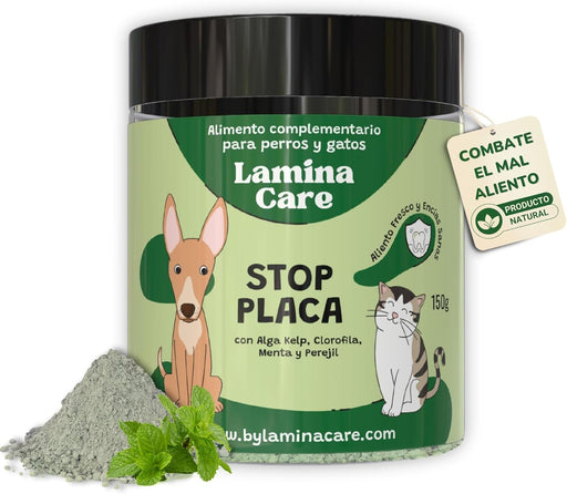 Pó para o mau hálito de cães e gatos, com clorofilina e algas Kelp, reduz a placa e o tártaro cães, evita mau hálito (150 g) - PetDoctors - Loja Online