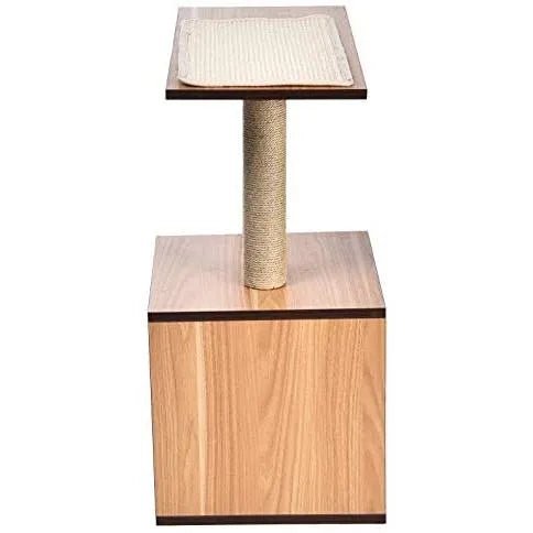 Poste/torre "árvore" de madeira com um ou dois postes arranhadores e toca para gatos, 61x38,1x73,7 cm - PetDoctors - Loja Online
