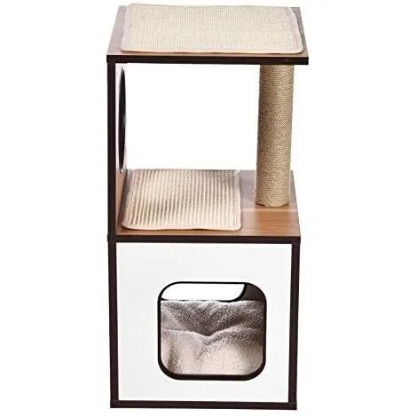 Poste/torre "árvore" de madeira com um ou dois postes arranhadores e toca para gatos, 61x38,1x73,7 cm - PetDoctors - Loja Online