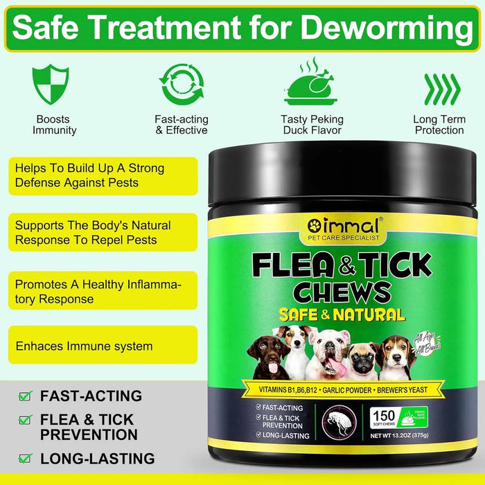 Prevenção de pulgas e carraças para cães, suplemento natural para o controlo de pulgas e carraças de cães, pílulas orais fáceis de usar, proteção contra pragas - PetDoctors - Loja Online