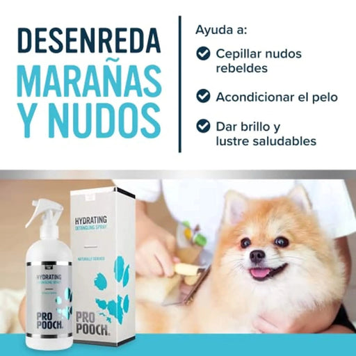 Pro Pooch Spray desembaraçante para cães (500 ml) Spray condicionador hipoalergénico para desembaraçar o pêlo do cão. 50% menos tempo dedicado à escovagem - PetDoctors - Loja Online