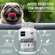Probióticos, prebióticos e enzimas digestivas para cães 120 comprimidos sabor a frango, - ajuda a digestão e o sistema imunitário - PetDoctors - Loja Online