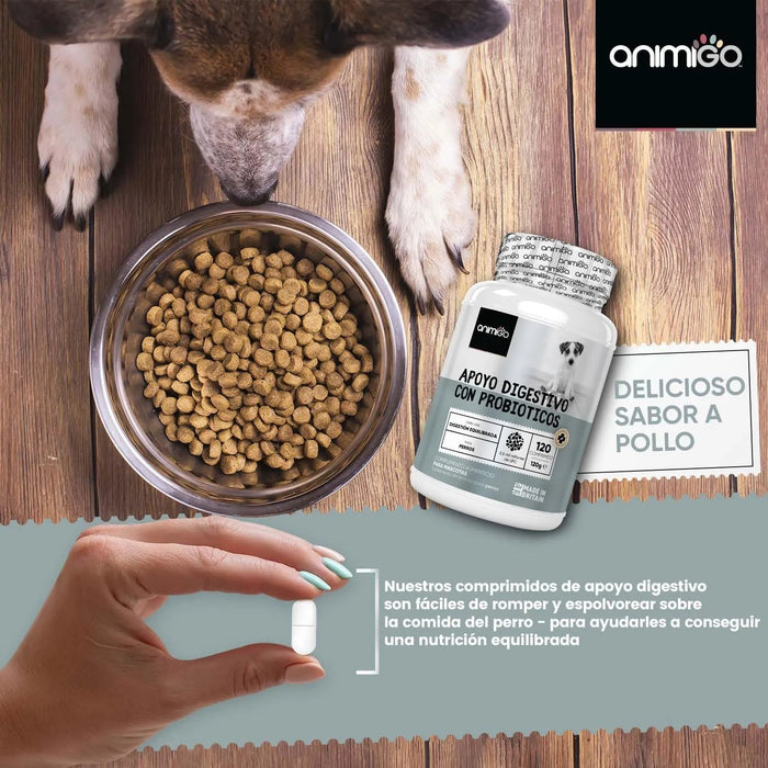 Probióticos, prebióticos e enzimas digestivas para cães 120 comprimidos sabor a frango, - ajuda a digestão e o sistema imunitário - PetDoctors - Loja Online