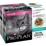 Purina Pro Plan Comida húmida para gato adulto com digestão sensível pacote sortido, 4 embalagens de 10 saquetas de 85 g = 40 Saquetas = 3,4 Quilos - PetDoctors - Loja Online