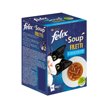 Ração húmida para Gatos Felix Soup Filetti Seleção de Peixe | Wet (Saqueta) | 6 saquetas x 48 g - PetDoctors - Loja Online