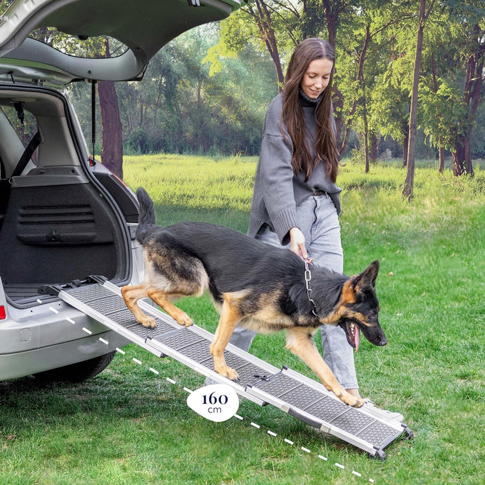 Rampa para Cães para Acesso a Carros - Rampa telescópica Extensivel para Cães Grandes - Estável, Antideslizante, 90 kg de Capacidade - Clip de fixação - PetDoctors - Loja Online