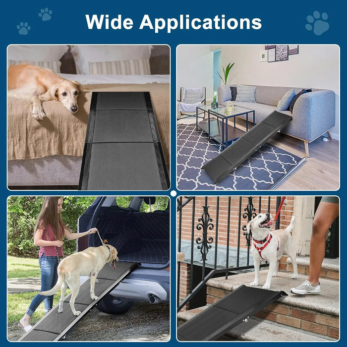 Rampa para Cães, para carros, 1,60 m de comprimento, Dobrável, em Alumínio Antideslizante, Capacidade de Carga de 90 Kgs - PetDoctors - Loja Online