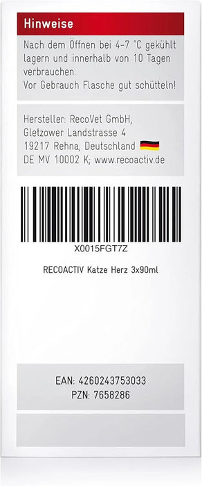 RECOACTIV® Tónico Cardíaco para Gatos – Embalagem de Tratamento 3x90 ml (270ml) - PetDoctors - Loja Online