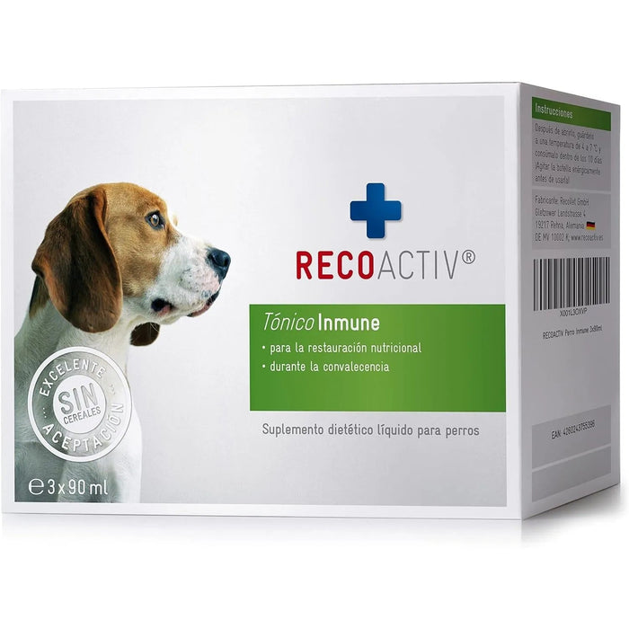 RECOACTIV Tónico imunitário para cães, 3 x 90 ml, suplemento dietético para apoio imunitário e prevenção dos sintomas de carência, eficaz estimulador dietético do apetite - PetDoctors - Loja Online