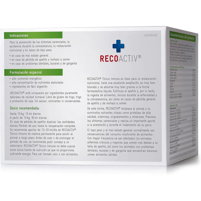 RECOACTIV Tónico imunitário para cães, 3 x 90 ml, suplemento dietético para apoio imunitário e prevenção dos sintomas de carência, eficaz estimulador dietético do apetite - PetDoctors - Loja Online