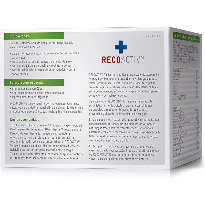 RECOACTIV Tónico imunitário para gatos, 3 x 90 ml, suplemento dietético para reforço imunitário e prevenção de sintomas de deficiência, um eficaz estimulador dietético do apetite - PetDoctors - Loja Online