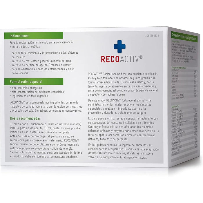 RECOACTIV Tónico imunitário para gatos, 3 x 90 ml, suplemento dietético para reforço imunitário e prevenção de sintomas de deficiência, um eficaz estimulador dietético do apetite - PetDoctors - Loja Online