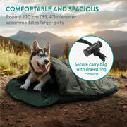 Saco de dormir para cães - redondo 100 cm, com saco de transporte, reversível e suporte de 10 °C a - 5 °C - PetDoctors - Loja Online