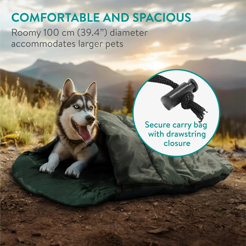 Saco de dormir para cães - redondo 100 cm, com saco de transporte, reversível e suporte de 10 °C a - 5 °C - PetDoctors - Loja Online