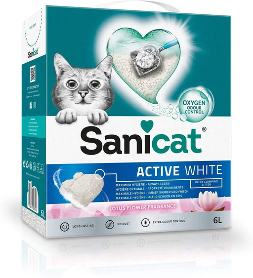 Sanicat Active - Areia para Liteiras de Gato, Ultra Aglomerante, Aroma de Flôr de Lótus, 6L - PetDoctors - Loja Online