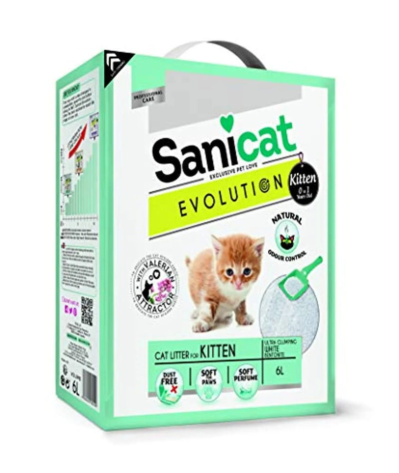 SANICAT Evolution Kitten, Areia de Gato Aglomerante - 6L (Até 1 ano de idade) - PetDoctors - Loja Online