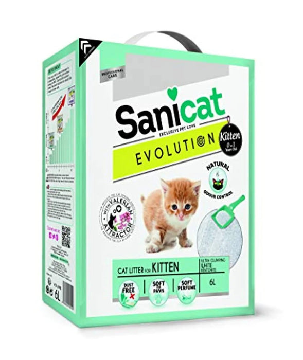 SANICAT Evolution Kitten, Areia de Gato Aglomerante - 6L (Até 1 ano de idade) - PetDoctors - Loja Online
