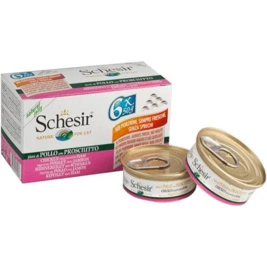 Schesir Cat: Frango com Presunto (6 x 50 Gramas) - PetDoctors - Loja Online