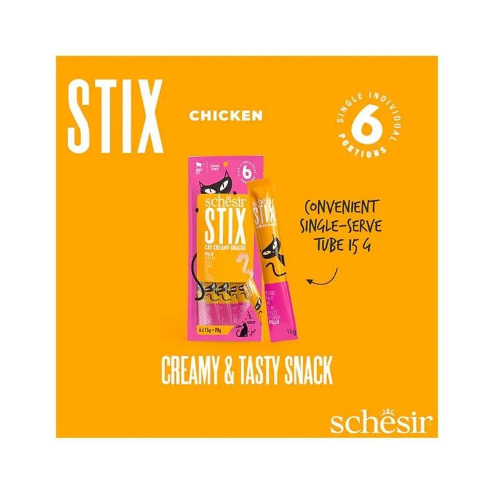 Schesir Stix 6x15g - Puré para gatos/topper - PetDoctors - Loja Online