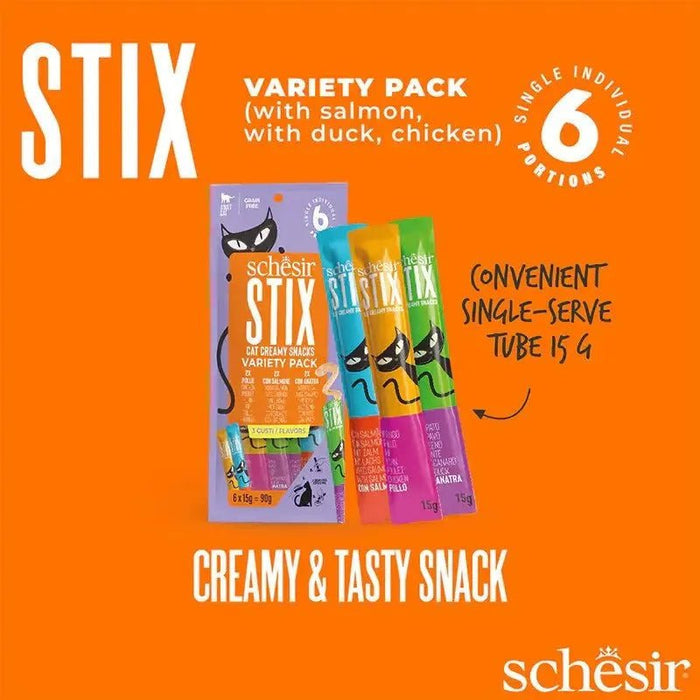 Schesir Stix 6x15g - Puré para gatos/topper - PetDoctors - Loja Online