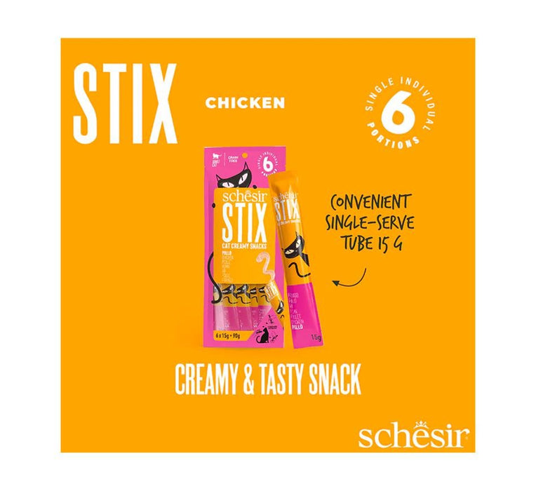 Schesir Stix 6x15g - Puré para gatos/topper - PetDoctors - Loja Online
