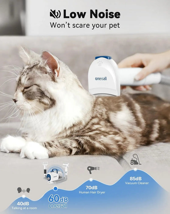 Secador e aspirador de pêlo canino, (15000 Pa), kit de higiene de aparar e secar, 7 níveis de temperatura de sopro, fluxo de ar ajustável, 2,5 L - PetDoctors - Loja Online