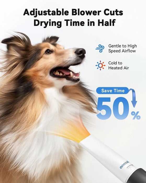 Secador e aspirador de pêlo canino, (15000 Pa), kit de higiene de aparar e secar, 7 níveis de temperatura de sopro, fluxo de ar ajustável, 2,5 L - PetDoctors - Loja Online