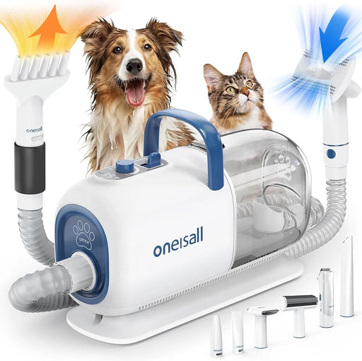 Secador e aspirador de pêlo canino, (15000 Pa), kit de higiene de aparar e secar, 7 níveis de temperatura de sopro, fluxo de ar ajustável, 2,5 L - PetDoctors - Loja Online