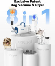 Secador e aspirador de pêlo canino, (15000 Pa), kit de higiene de aparar e secar, 7 níveis de temperatura de sopro, fluxo de ar ajustável, 2,5 L - PetDoctors - Loja Online