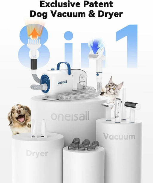 Secador e aspirador de pêlo canino, (15000 Pa), kit de higiene de aparar e secar, 7 níveis de temperatura de sopro, fluxo de ar ajustável, 2,5 L - PetDoctors - Loja Online