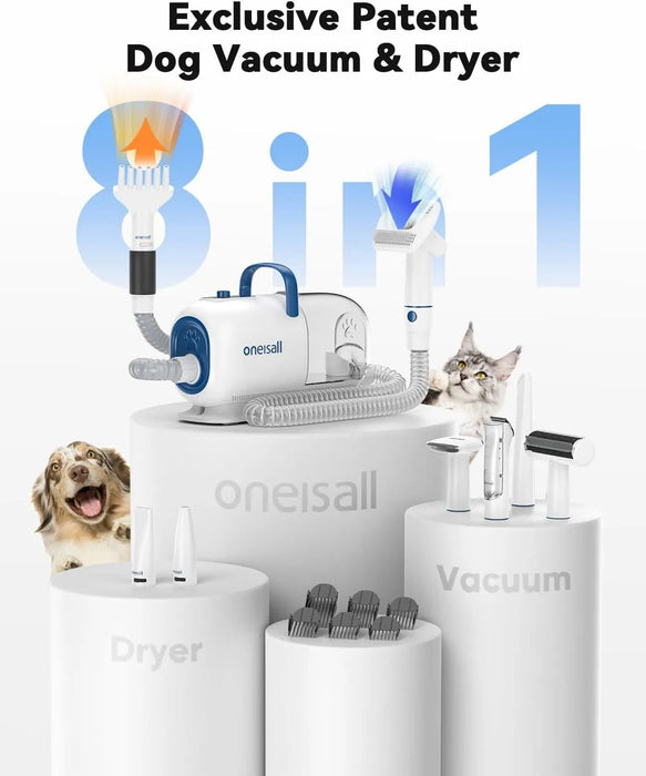 Secador e aspirador de pêlo canino, (15000 Pa), kit de higiene de aparar e secar, 7 níveis de temperatura de sopro, fluxo de ar ajustável, 2,5 L - PetDoctors - Loja Online