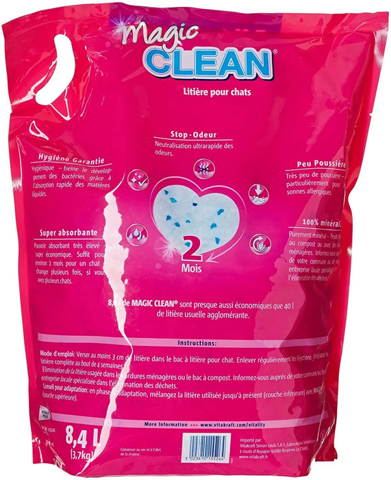 Sílica Gel em Grão para WC / Liteiras de Gatos (Vitakraft Magic Clean 8,4 L, 3700 gr ou 5 L, 2200 gr) - PetDoctors - Loja Online