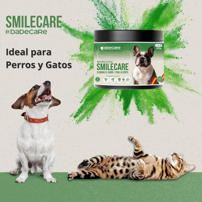 Smilecare - Pós para mau hálito Alga Kelp - Alternativa natural pasta de dentes para cães e gatos, melhora o hálito, reduz o tártaro, prevenção problemas dentários - sem escovar diariamente (220 gr) - PetDoctors - Loja Online