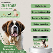 Smilecare - Pós para mau hálito Alga Kelp - Alternativa natural pasta de dentes para cães e gatos, melhora o hálito, reduz o tártaro, prevenção problemas dentários - sem escovar diariamente (220 gr) - PetDoctors - Loja Online