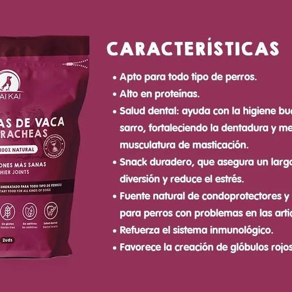Snacks para cães - alternativa aos ossos para cães - traqueias de vaca desidratadas (3 pacotes x 2 unidades) - Snacks e prémios saudáveis - Dieta Barf - PetDoctors - Loja Online
