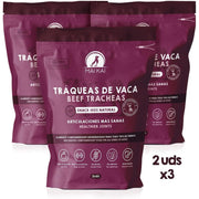 Snacks para cães - alternativa aos ossos para cães - traqueias de vaca desidratadas (3 pacotes x 2 unidades) - Snacks e prémios saudáveis - Dieta Barf - PetDoctors - Loja Online
