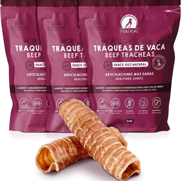 Snacks para cães - alternativa aos ossos para cães - traqueias de vaca desidratadas (3 pacotes x 2 unidades) - Snacks e prémios saudáveis - Dieta Barf - PetDoctors - Loja Online