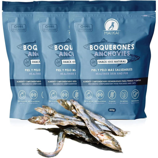 Snacks para cães ou Gatos - Prémios para cães ou gatos 100 % naturais - anchovas desidratadas (3 x 100 gramas) fonte de ômega 3 - PetDoctors - Loja Online