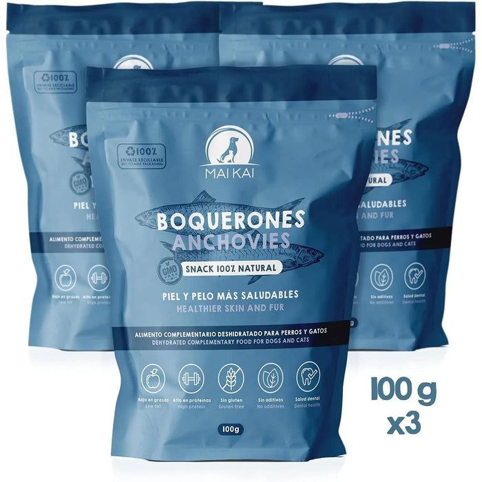 Snacks para cães ou Gatos - Prémios para cães ou gatos 100 % naturais - anchovas desidratadas (3 x 100 gramas) fonte de ômega 3 - PetDoctors - Loja Online