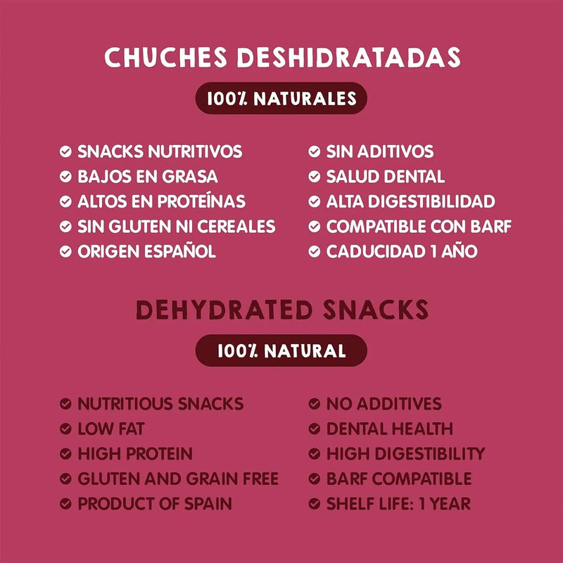 Snacks para cães - Prémios para cães ou gatos, 100% naturais - dieta Barf, figaditos de vitela desidratados (3 x 100 gramas) - PetDoctors - Loja Online